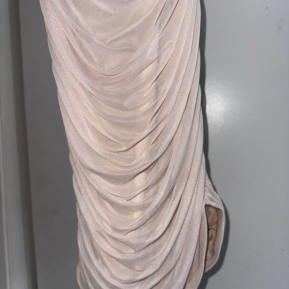 Pretty Little Thing Elegant Cream Ruched Spaghetti Strap Dress - Picture 3 of 5